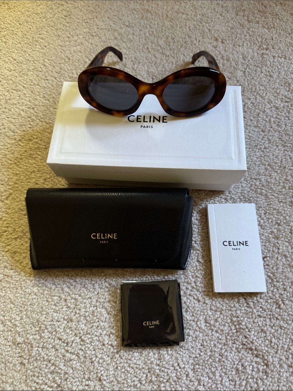 Celine Triomphe Logo Oval Acetate Sunglasses